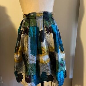 Topshop Blue and Yellow A-Line Skirt